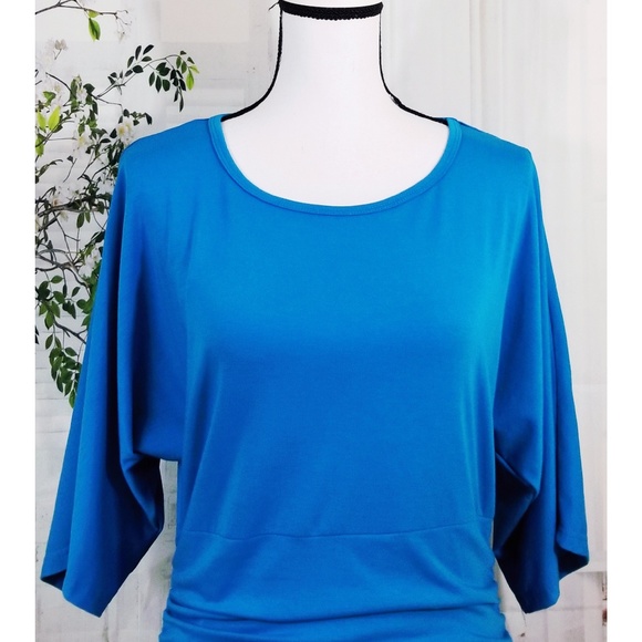 Peter Nygard ruched blouse blue size M - Picture 5 of 8